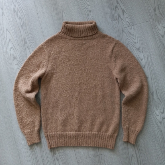 Industry Of All Nations Handknit Alpaca Turtleneck Sweater In Camel/ Tan XS - Picture 1 of 10